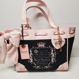 Juicy Couture Daydreamer Liquorice and Light Pink Quilted Juicy Tale Tote